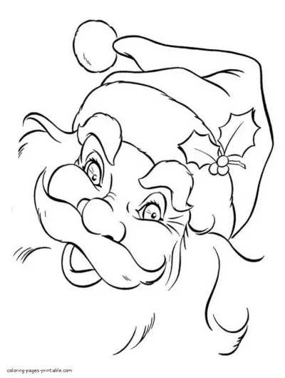 Santa face coloring page. Print free