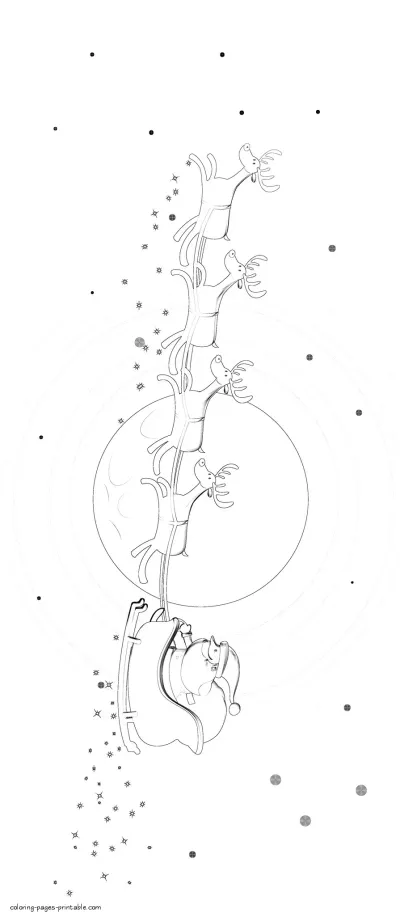 Santa sleigh coloring pages for children