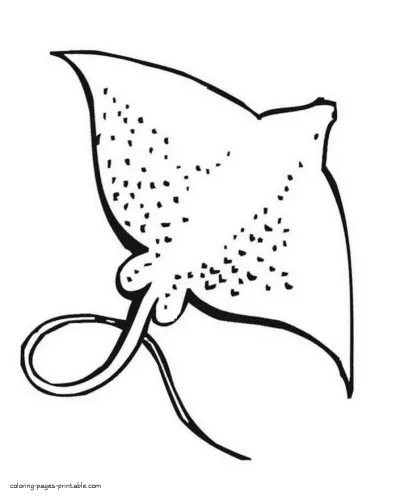 Stingray coloring pages. Animals of deep sea