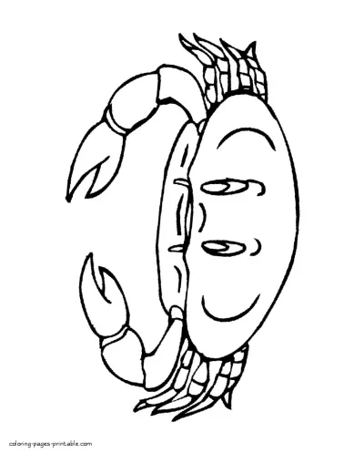 Sea animals coloring sheet. Crab picture
