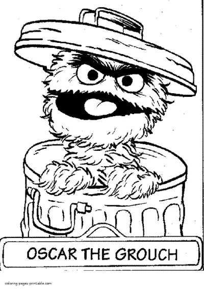 Sesame Street Oscar the Grouch coloring page for kids