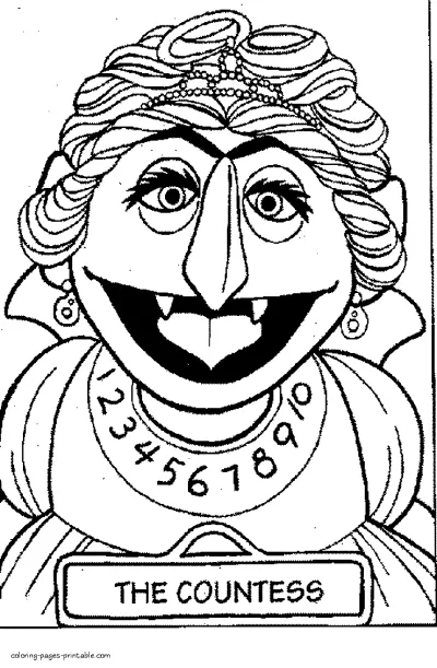 Printable Sesame Street coloring pages. The Countess image