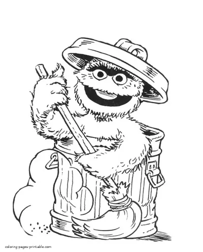 Coloring pages printable Sesame Street. Oscar the Grouch