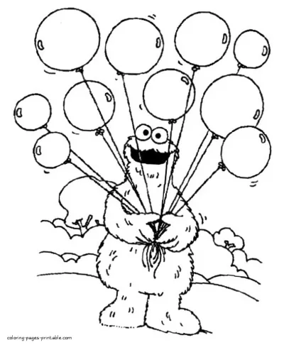 Sesame Street Cookie Monster with air baloons