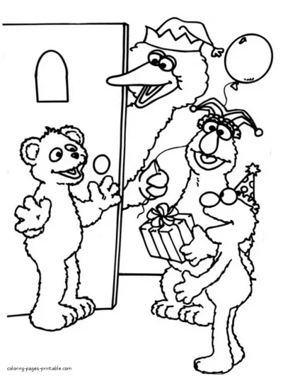 Sesame Street birthday coloring pages for children