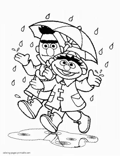 Bert and Ernie coloring picture. TV show for toddlers
