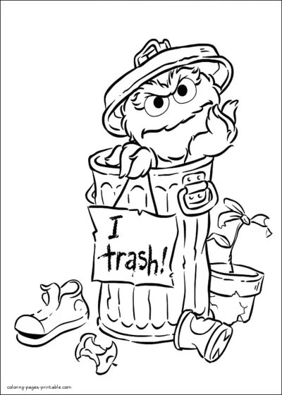 Garbage Monster coloring page. Oscar the Grouch from Sesame str.
