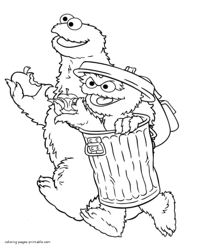 Cookie Monster and Oscar the Grouch picture to color