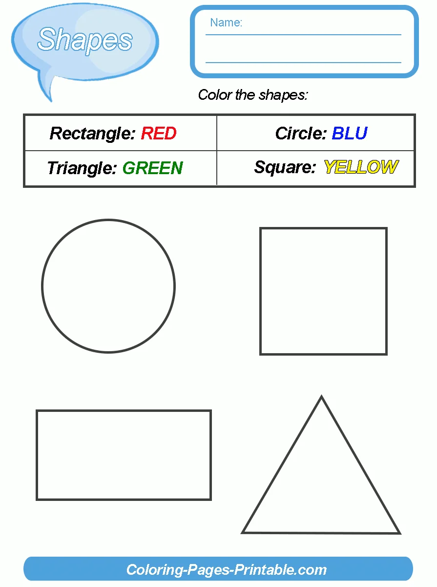 Shapes And Colors Worksheets Shapes And Colors Kids Worksheets