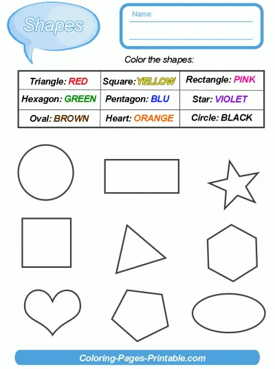 Free Shapes Worksheets For Kindergarteners