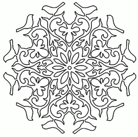 Snow flake template with birds to print