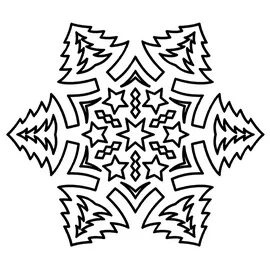 Snowflake with Christmas trees template