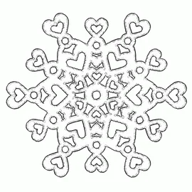 Template of snowflake with hearts