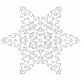 Geometric and organic shapes in cutting lines - Free printable snowflake template