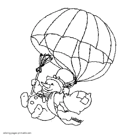 Free snowman Parachute coloring page