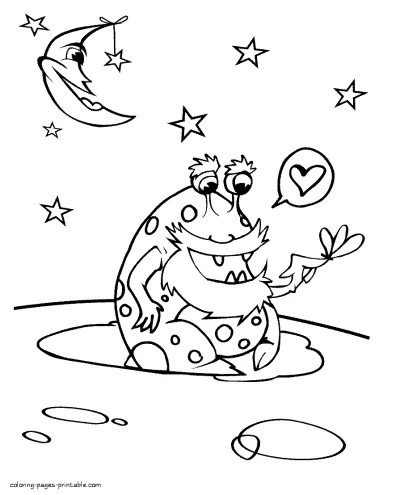 Alien coloring page for children. Free download