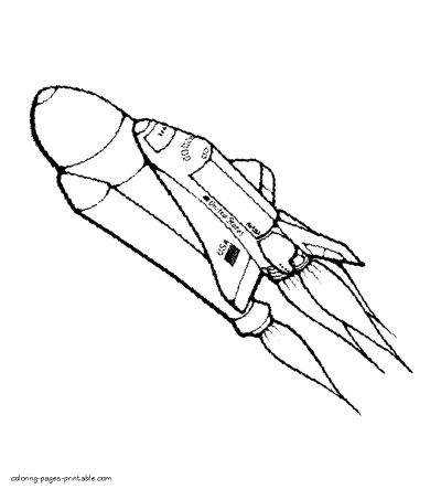 Rocket ship coloring pages on a space theme