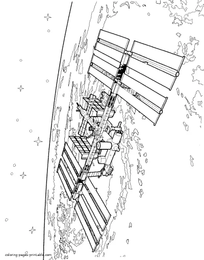 Orbital satellite coloring pages on a space theme