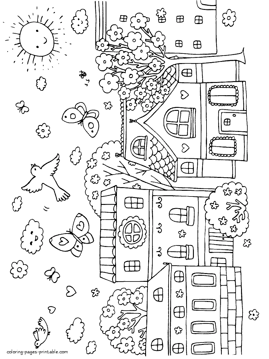 Coloring pages for spring Coloring pages for spring. Town street