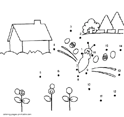 Free spring coloring sheet. Dot by dot