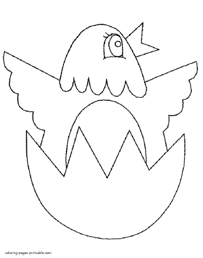 Hatching of chick. Preschool spring coloring pages for free