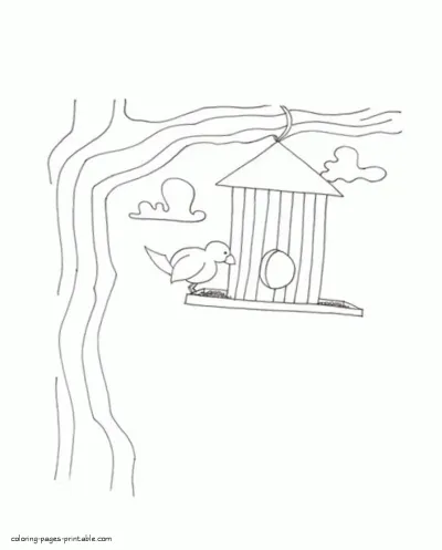 Nesting box coloring page. The arrival of spring