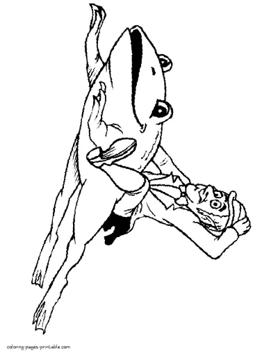 Leprechaun riding on a frog coloring page