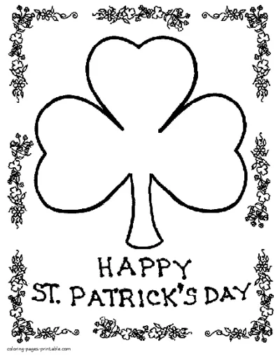 Shamrock greeting card coloring page