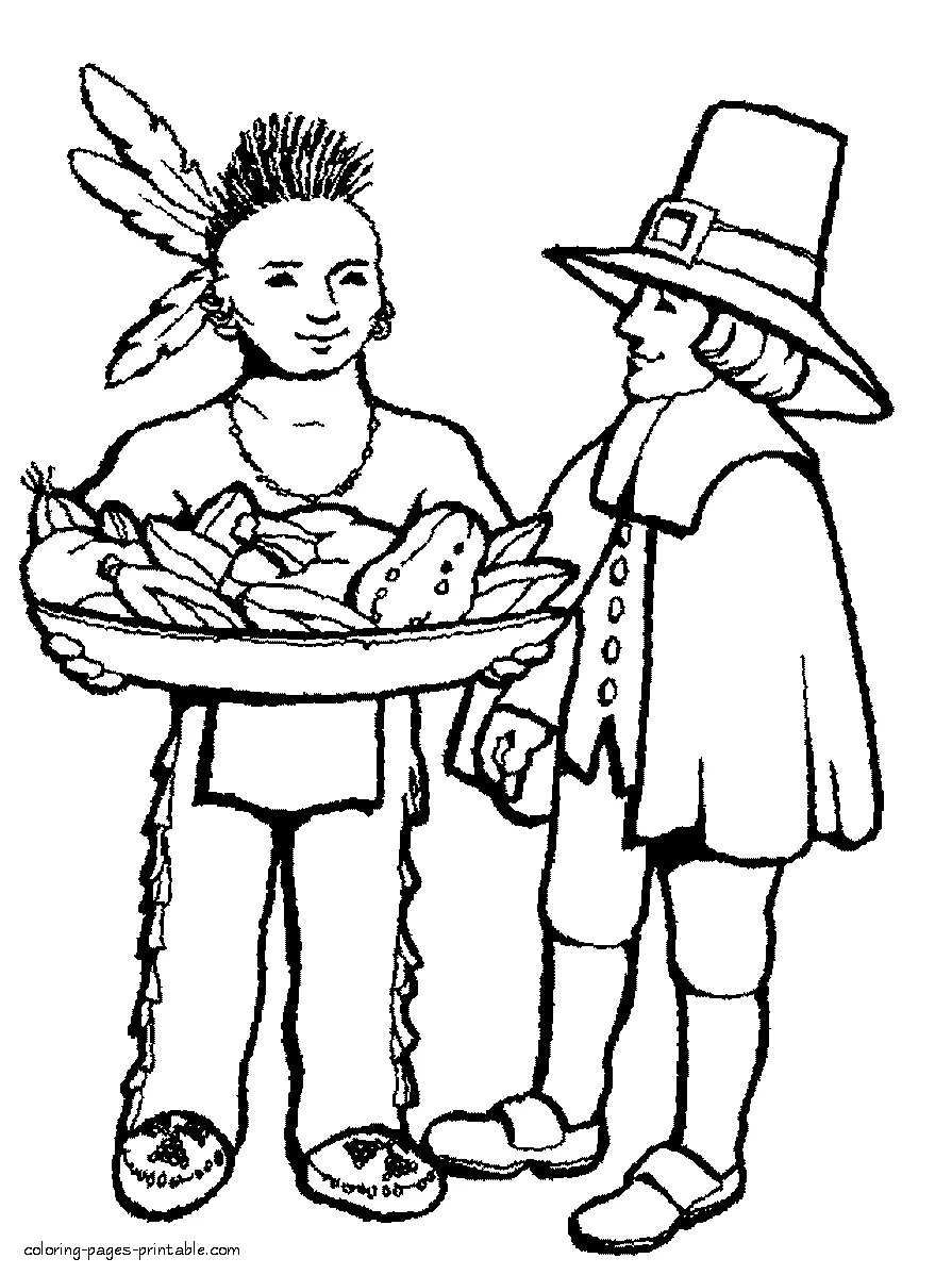Thanksgiving coloring pages for kids Thanksgiving coloring pages for kids. Indian and pilgrim