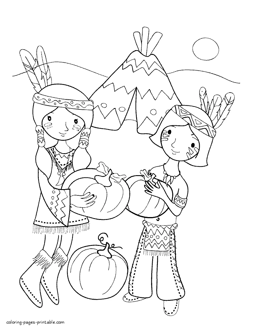 Indian children coloring pages Indian children coloring pages. Thanksgiving day