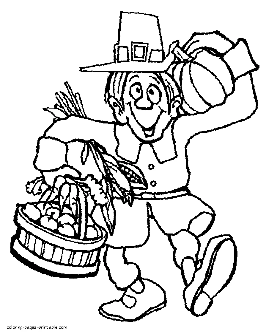Thanksgiving coloring pages to print - Pilgrim Thanksgiving coloring pages to print - Pilgrim sheet to print