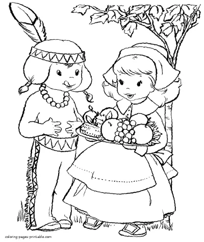 Free Thanksgiving coloring pages for kids. Print it free