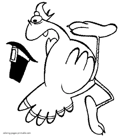 Cartoon turkey coloring pages for kids. Print free