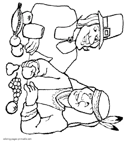 Free printable Thanksgiving coloring sheets. Pilgrim & Indian