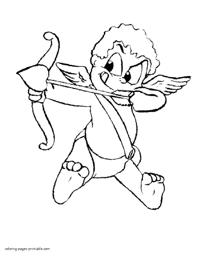Free printable coloring pages of Cupid for Valentine's Day