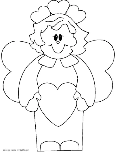 Angel coloring page for Valentine's Day to print