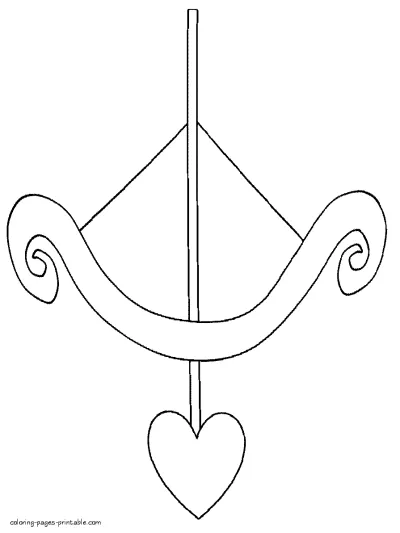 Cupid's bow with an arrow coloring book