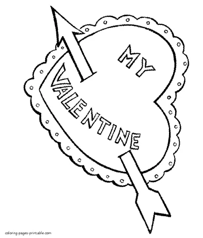 Heart with arrow coloring printables