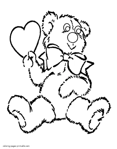 Free Valentine's Day coloring pages with Teddy Bear