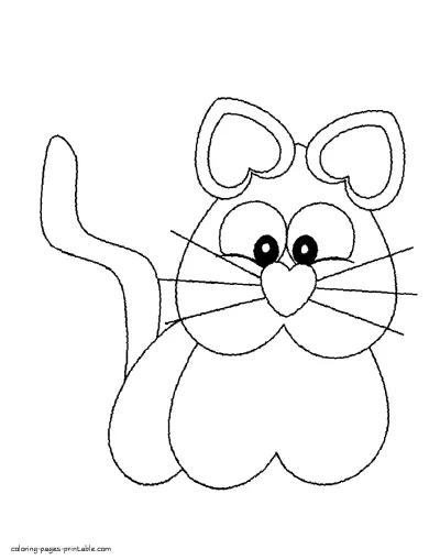 Valentine coloring sheets. Cat to color