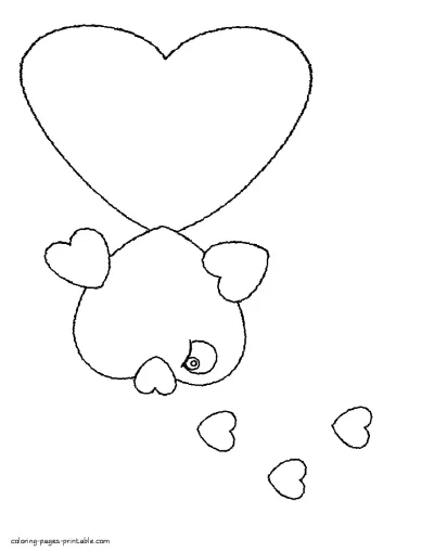 Valentines coloring pages. Fish made of hearts