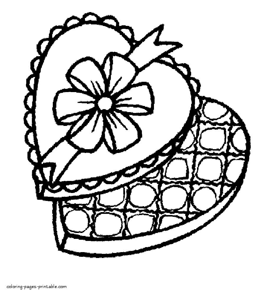 Valentines day coloring pictures Valentines day coloring pictures - candies box