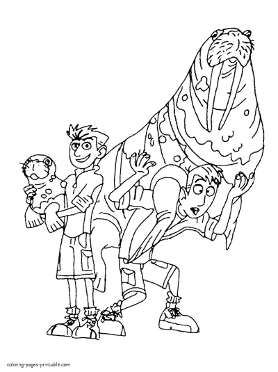 Kratts brothers and the walruses coloring page
