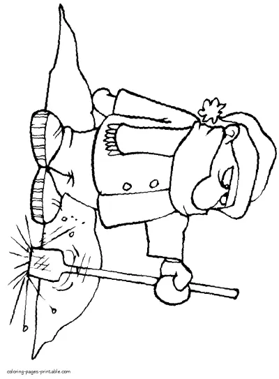 Printable winter coloring pages. On the ice