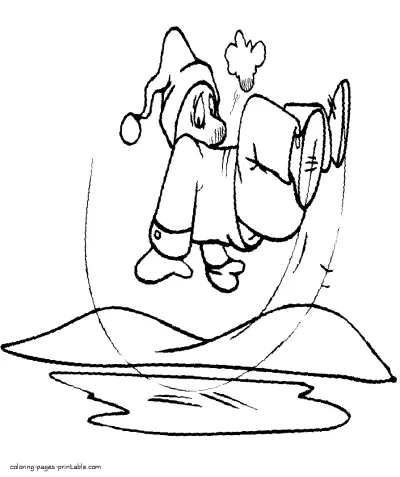 Ice slipped. Winter coloring books