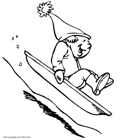 Kids winter coloring pages. Print picture