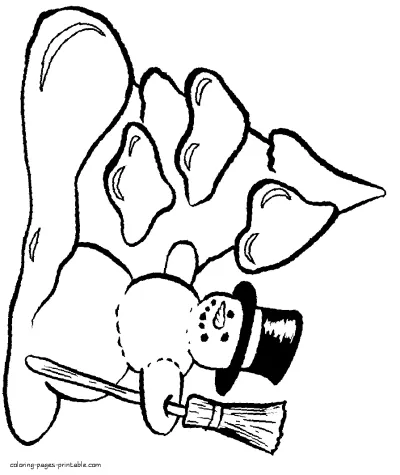 Winter tree and snowman. Coloring page for children