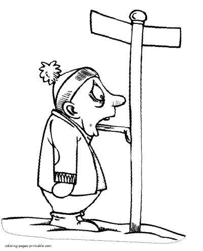 Don't touch any metallic objects by tongue in winter. Coloring pages for preschool