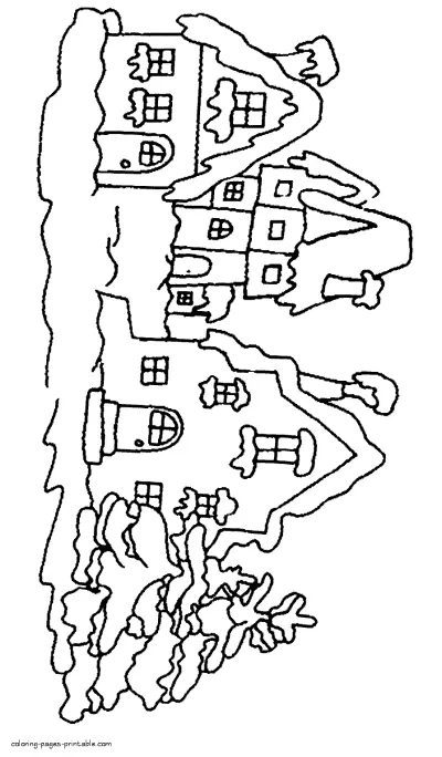 Snowbound house fairy coloring pages