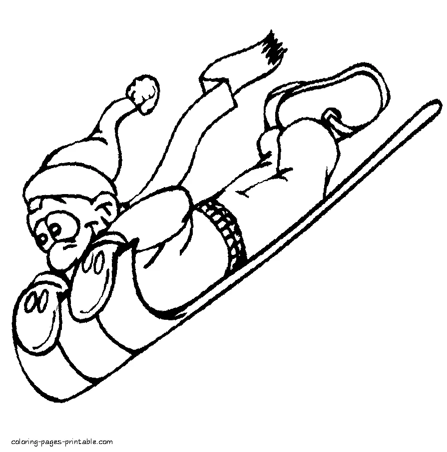 Winter scene coloring page Winter scene coloring page. Sledding